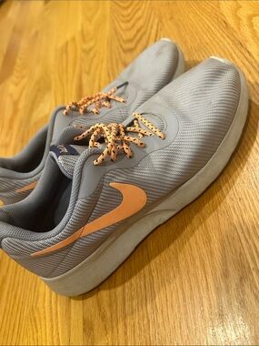 Nike Sneakers (worn on toe) size 9.5 gray orange running shoes